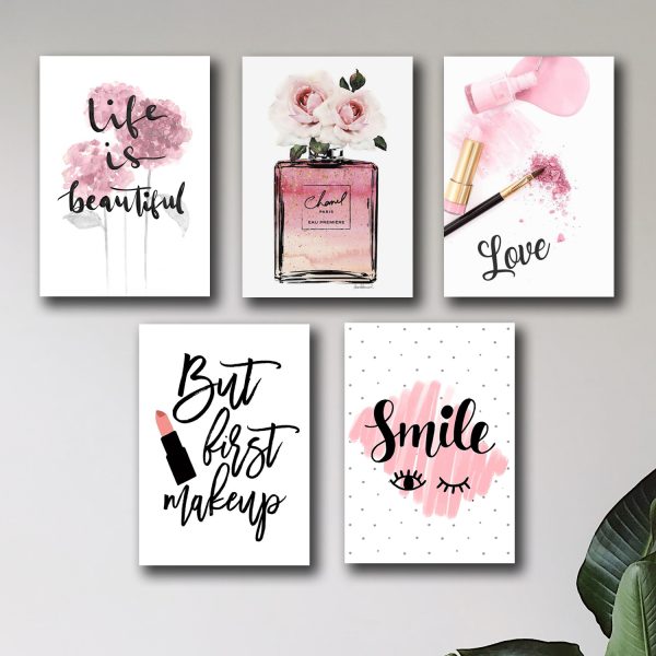 Set Of 5 Make Up Themed Girls Room Decore